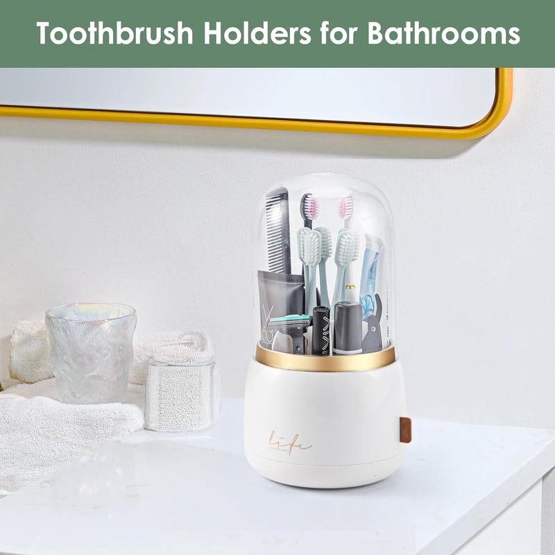 Forest Angle Toothbrush Holders for Bathrooms,Rotating 7-Slot with Cover and Draining Water,Kids Electric Toothbrush Holder and Toothpaste Stand Storage for Bathroom Accessories Counter Organizer Vanity - Image 4
